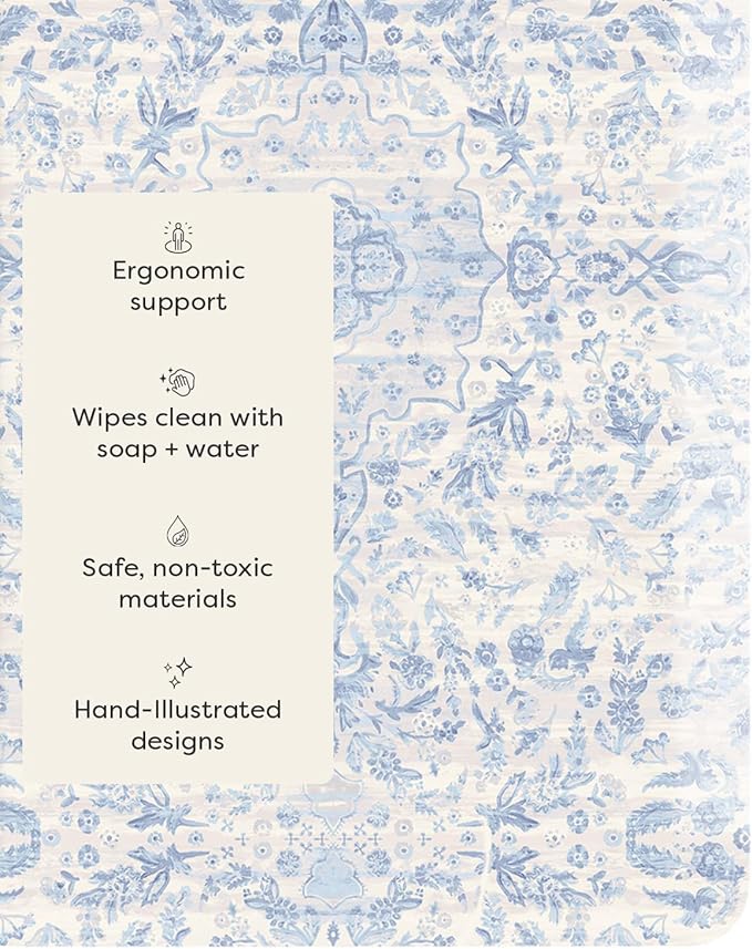 House of Noa Nama Standing Mat – Anti-Fatigue Cushioned Kitchen Mats for Floor | Ergonomic Bounce-Back Foam Kitchen Mats | Anti-Fatigue Mats for Kitchen & Standing | Emile Porcelain Blue | 22" x 54"