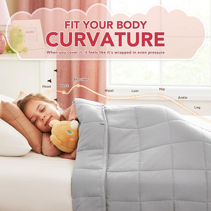CuteKing Weighted Blanket - Weighted Blanket with Premium Glass Beads - Breathable Heavy Blanket for Comfortable Rest - Thick Blanket All Season (3lbs, 36"x48", Light Grey)