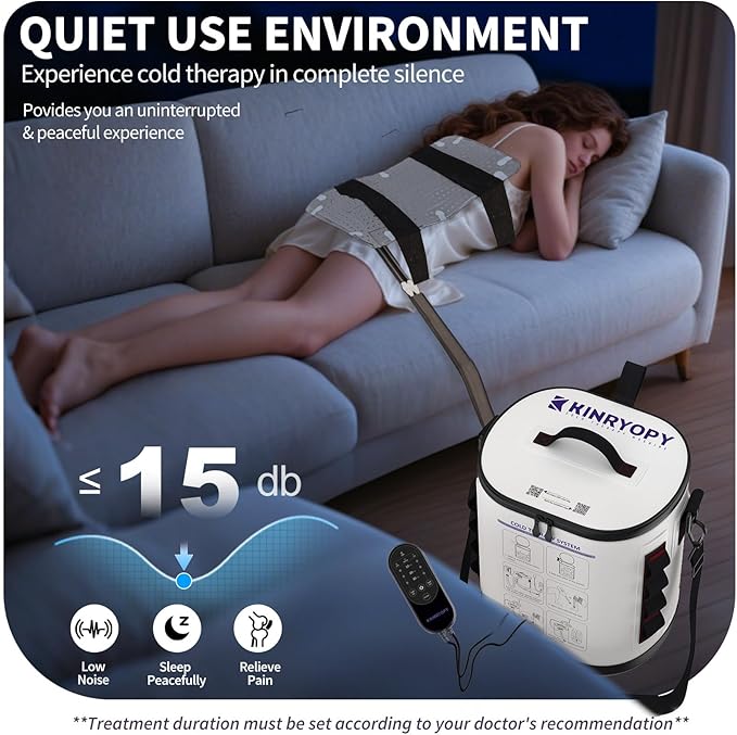 Cold Therapy Machine with Programmable Timer, Portable Ice Machine for Hip After Surgery, Hip Replacement Pad Recovery System, Extended Coverage Back/Full Knee