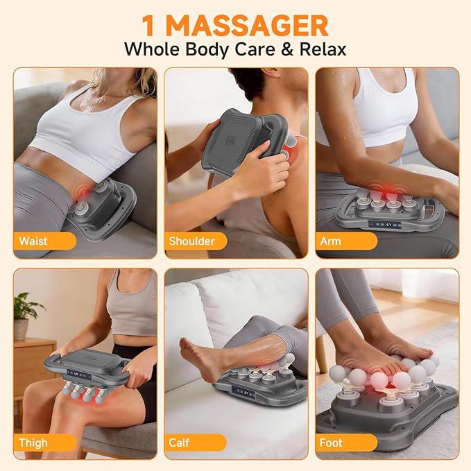 Karrong 16 Head Massage Gun Deep Tissue, Electric Back Massager Tool Cordless Neck/Shoulder/Leg/Foot/Arm/Body Massager for Pain Relief, 9 Levels & 9 Modes, Gifts for Men/Women/Mom/Dad