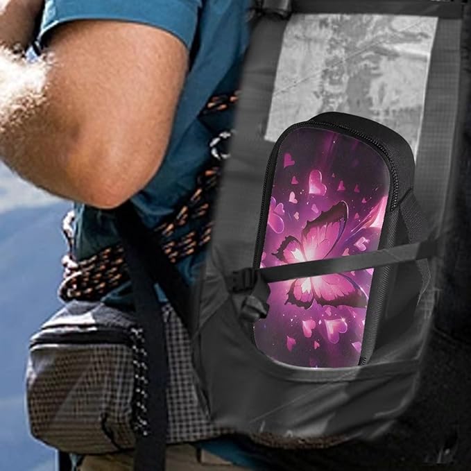 Pink Butterfly Hearts Insulated Diabetic Carrying Cooling Bag with Zipper Portable Medicine Cooling Bag for Insulin Pen and Medical Diabetic Supplies, Cute Valentine Decor