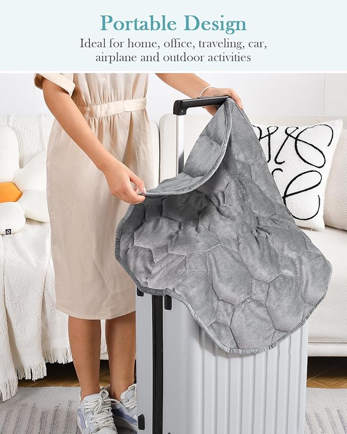 Topblan Weighted Lap Blanket 7lbs for Adults, Small Weighted Blanket Throw for Napping, Relaxation, Calming and Travel, Skin Friendly & Machine Washable for All-Season Sleeping, Grey 24x29 inches