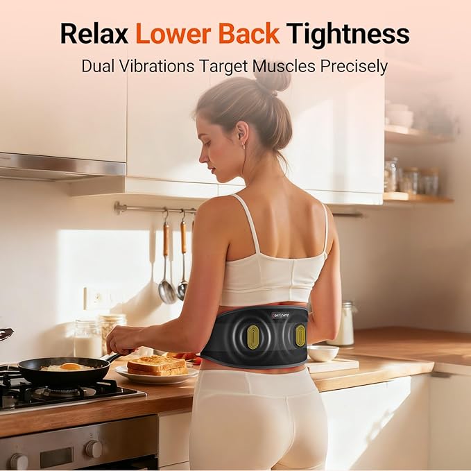 Comfytemp Red Light Therapy Massage Belt with Vibration, Wearable Flexible Near Infrared Lower Back Massager for Waist Belly, Gifts for Women Mom, 660nm & 850nm