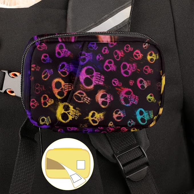 Skulls Halloween Pill Case Weekly Medicine Organizer with Travel Bag Seven-Day Pill Box Vitamin Supplement Box Fish Oil Pills Holder