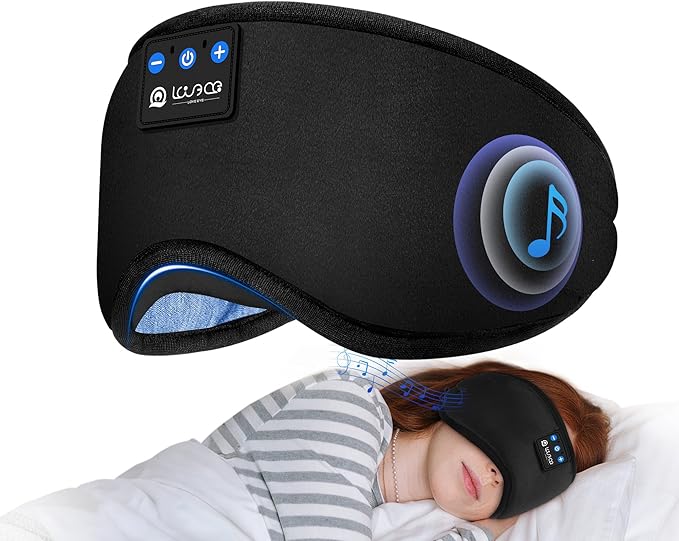 LOVE EYE Sleep Headphones Bluetooth 5.4 Sleeping Eye Mask Wireless Music Earphones with HD Speakers for Side Sleepers Total Blackout Cotton Mask for Travel, Home, Office, Unique Gifts