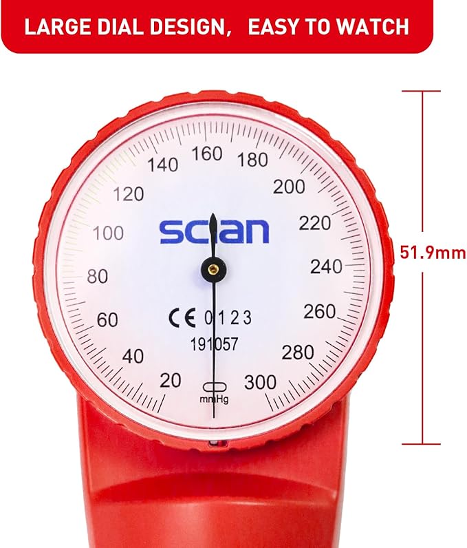 Scian Sphygmomanometer - Manual Blood Pressure Cuff with D-Ring Bp Cuff 10-16", Come with Carrying Bag for Nurse Doctor Senior Adult(Red, Stethoscope Not Included)