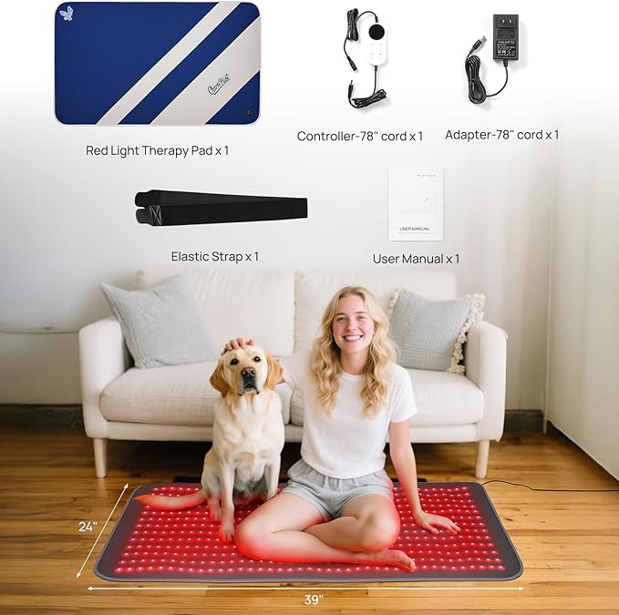 Red Light Therapy for Body, 39" x 24" Large Size Near Infrared Red Light Therapy Mat Full Body, 660nm&850nm(520 LEDs), Adjustable Timer and Power Levels