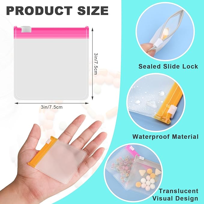 MARFOREVER 39 Pcs Pill Pouch Bags - Pill Pouches Small Medicine Bags Travel Pill Organizer Reusable Translucent Self Sealing 28 Pcs Plastic Pill with Slide Lock 10 Sheets Labels and 1 Pc Marker