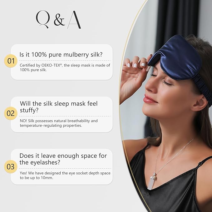 ZIMASILK Adjustable 22 Momme 100% Pure Mulberry Silk Sleep Mask, 3D Contoured Cup Eye Mask for Sleeping, Super Soft Breathable Blindfold, Perfect Blocks Light for Sleeping. (Beige)