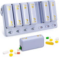 Weekly Pill Organizer 2 Times a Day, AM PM Travel Pill Organizer 7 Day for Vitamin Medicine Supplement Fish Oil, Blue Twice a Day Medicine Pill Box with a Rotatable Handle