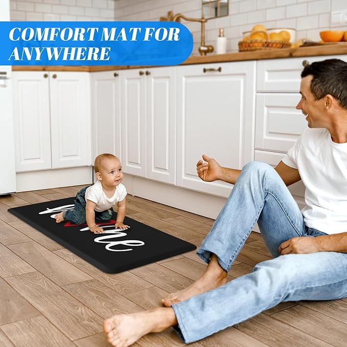 HappyTrends Kitchen Mat Cushioned Anti-Fatigue Rug Non-Slip Kitchen Rugs Stain Resistant Ergonomic Comfort Mat for Floor, Office, Sink, Laundry (17.3"x 39", Black)