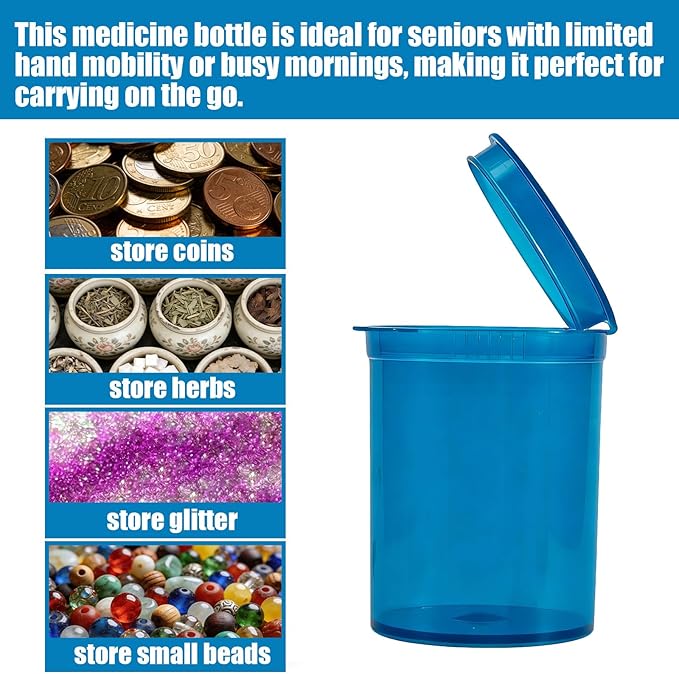 8 Pack 30 Dram Child Resistant Airtight Pop Top Containers, Plastic Empty Pill Bottles with Caps,Waterproof Travel Holder Vial Bottles for Supplements, Vitamins & Medicines (30)