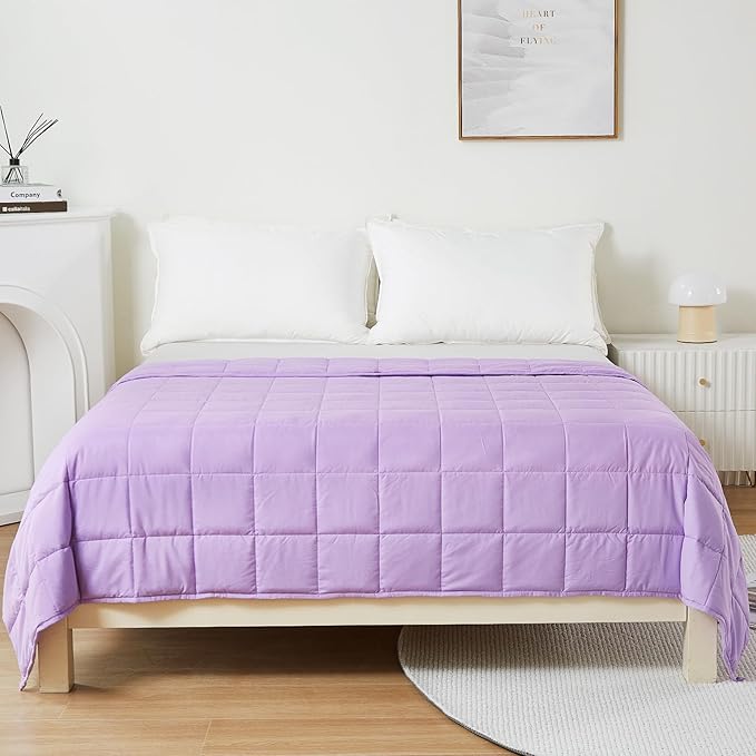 Weighted Blanket for Adults 60"x80" 15lbs 15 pounds Cooling Blanket for Sleepers, Soft Material Blanket with Premium Glass Beads for All-Season, Purple