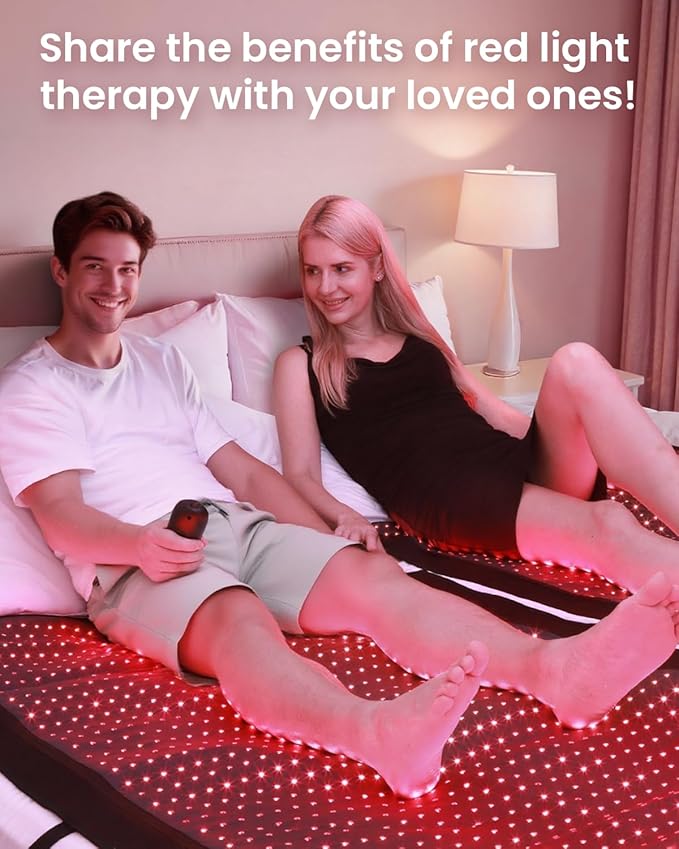 Red Light Therapy Mat Full Body 74.8"x33.6", Infrared Red Light Therapy Blanket with 2630 LEDs, 660nm & 850nm Dual Wavelength, Pulse Modes, Timer & Intensity Control