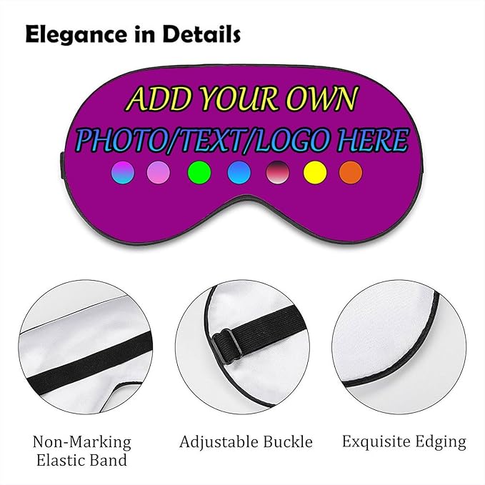 Personalized Eye Mask, Custom Eyeshade Blindfold Add Your Design Image Text Customized Eye Cover with Adjustable Strap for Sleeping Travel Work Naps Blocks Light, Mei Red