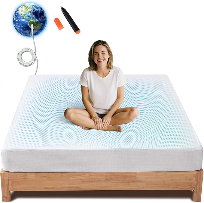 David's Home Grounding Fitted Sheet Queen Size,95%Cotton 5%Silver,Comfort Softer Better Healthier,Earth Grounded Conductive Bed Sheet with Grounding Cord&Test Pen,16" Deep Pocket&Storage Pocket,White