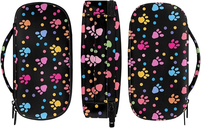 Colorful Dog Paw Insulin Cooler Travel Case Insulated Diabetic Medication Organizer Carrying Bag with Extra Pouch for Insulin Pen and Other Diabetic Supplies, Blood Glucose Monitors