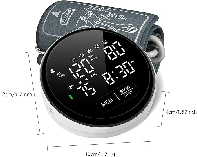 Blood Pressure Monitor Upper Arm Automatic Monitors for Home Use Adjustable 8.7"-16.5" Cuff Voice Broadcast Large Backlit Display 240 Sets Memory with Storage Bag