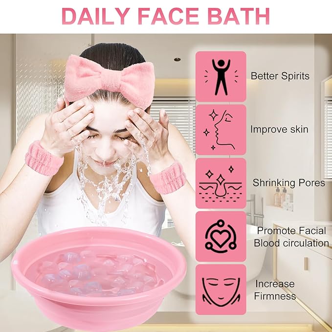 Facial Ice Bath Kit, Cold Plunge for face, Foldable Face Bowl for Face Ice Bath