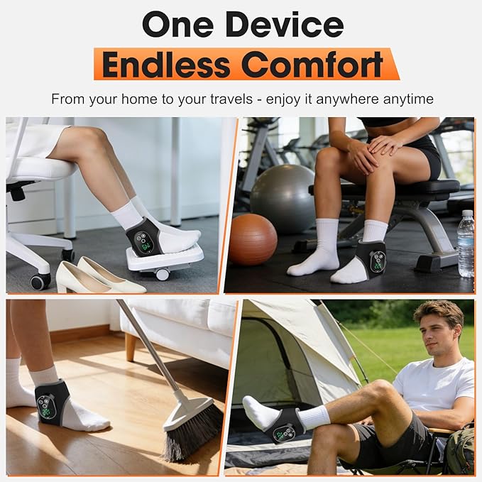 2PCS Cordless Foot and Ankle Massager with Heat, Ankle Heating Pads, Rechargeable Heated Foot Brace Wrap, 3 Vibration and 4 Heating Modes