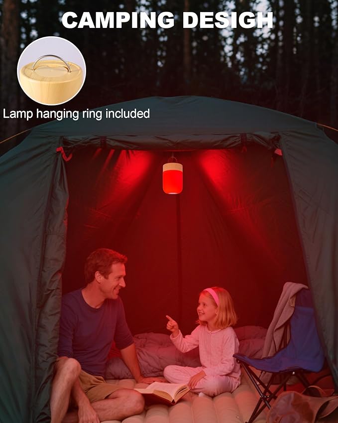 Aoife 670nm Red Light Sleep Lamp Night Light for Bedside Sleep with 4 Color Modes Red Warm White Natural Cool White 10 Brightness Levels Touch & Remote Control Timer for Bedroom or Hanging Use