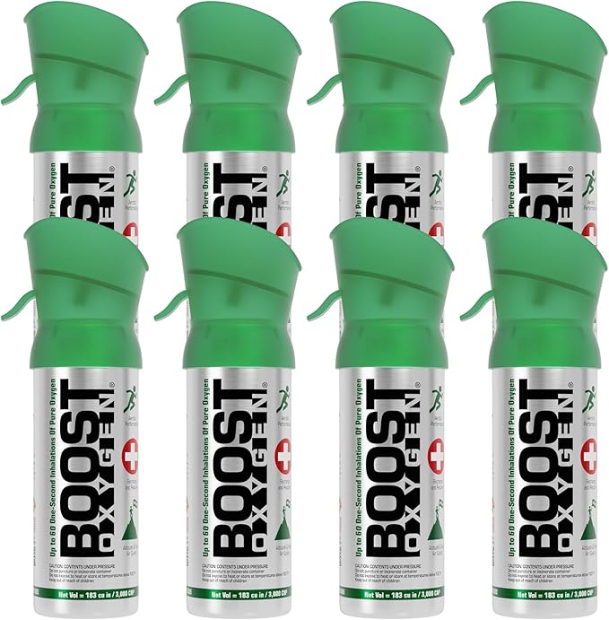 Boost Oxygen Pocket Size Natural 3L Canister | Respiratory Support for Aerobic Recovery, Altitude, Performance & Health (8 Pack)
