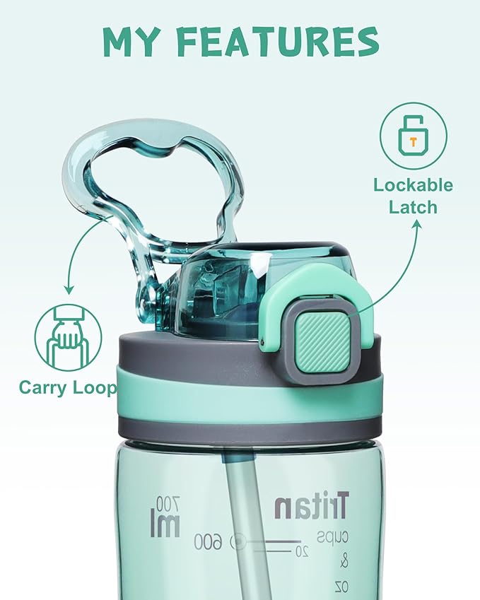 Opard Peak Water Bottle with Straw Cap, BPA-Free, Leak Proof Flip Top Bottle