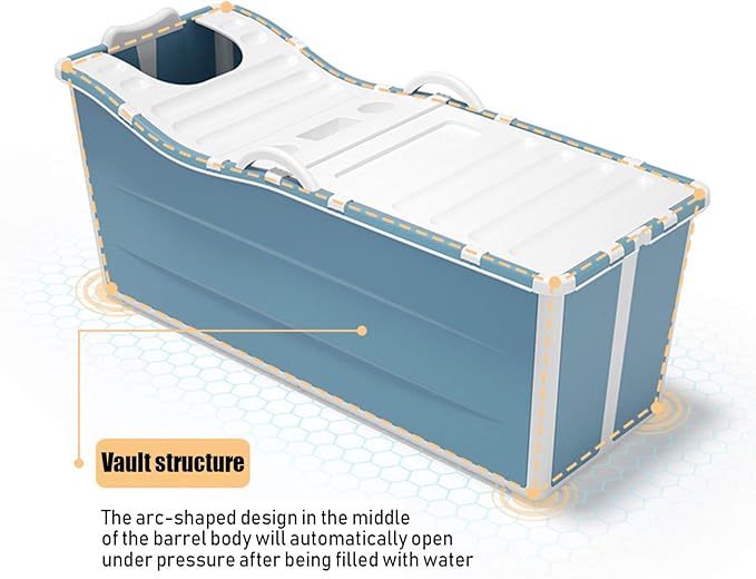 Foldable Bathtub for Adult, Portable Tub for Hot/Ice Bath for Home Camping Travel Shower, 53 x 21 x 20 Inch