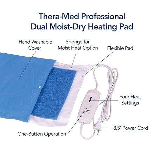 HP1224 Electric Heating Pad and Moist Heating Pad with Auto Shut Off, 12" Width, 24" Length, Blue