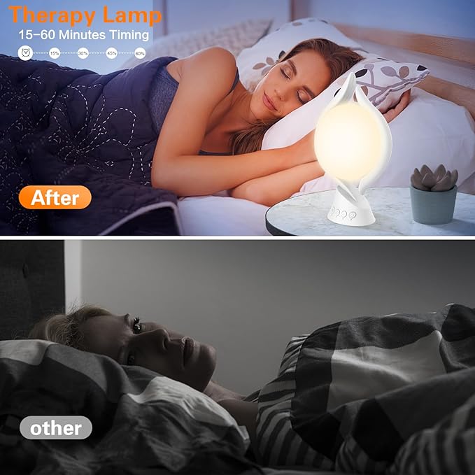 Voraiya Light Therapy Lamp 10000 Lux, UV-Free Therapy Light with 5 Brightness, 3 Color Temperature, 4 Timer, Memory Function, Full Spectrum, Bright Seasonal Sun Light Lamp for Bedroom, Office