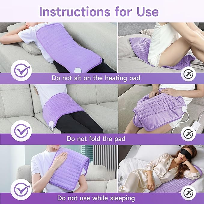 Heating Pad for Back, Large Heating Pads for Body Muscle Pain Cramps Relief, 6 Heat Settings Machine Washable Electric Heating Pad, Birthday Christmas Gifts for Women Mom