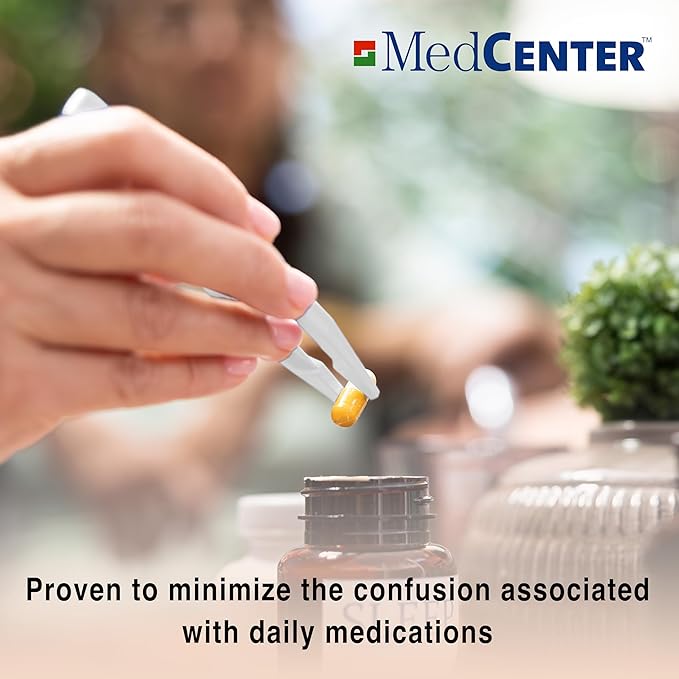 MedCenter Monthly Pill Organizer HSA/FSA – 31-Day Pill System with Daily Numbered Boxes, Travel Canvas Pouch & Bonus Tweezers – Easy, Organized, and Simple Medication Management