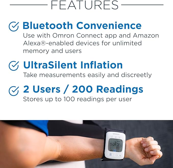 OMRON Gold Wireless Wrist Blood Pressure Monitor for Home Use - #1 Doctor & Pharmacist Recommended Brand - Clinically Validated - Connect App