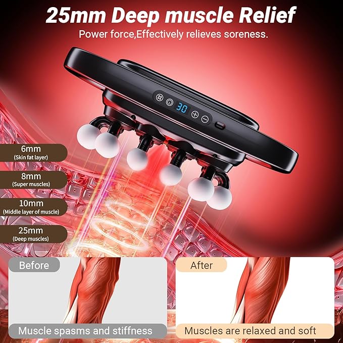 20 Head Massage Gun Deep Tissue, 2026 Upgrade Back Muscle Massager with3 Modes & 30 Intensities,2600mAh,6H Runtime Quiet Percussion Massager for Legs, Waist, Back Muscle Pain Relief