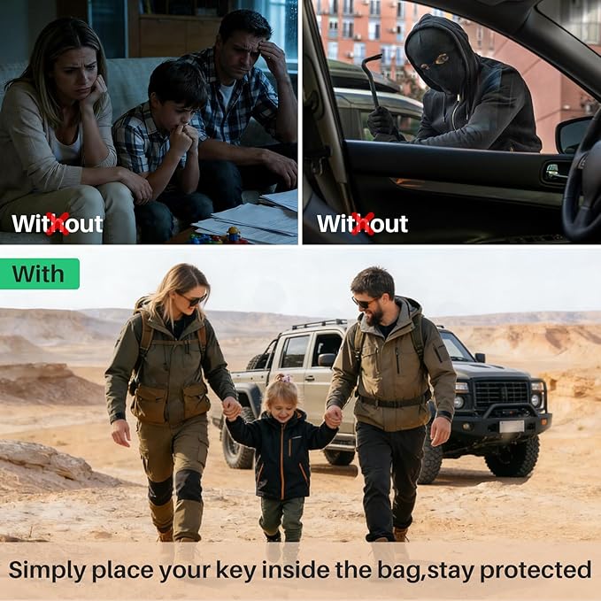 Faraday Bags for Phones 2 Pack, Signal Blocking Case Anti Hacking & Tracking, Faraday Cage for Car Keys Fob, RFID GPS 5G WiFi Bluetooth Shielding, Waterproof Privacy Protection Pouch for Cell Phone