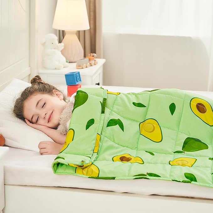yescool Weighted Blanket 7 Pounds Cooling Weighted Lap Blanket, Green Avocados Heavy Blankets for Sleeping, Breathable Weighted Throw Blanket Gifts for 60-80lbs, 40"x60"
