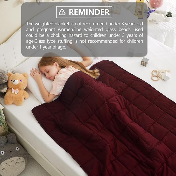 L'AGRATY Weighted Blanket - 40"x60" 7lbs Cooling Breathable Heavy Blankets Microfiber Material with Glass Beads for Adult All-Season Summer Fall Winter Soft Thick Comfort