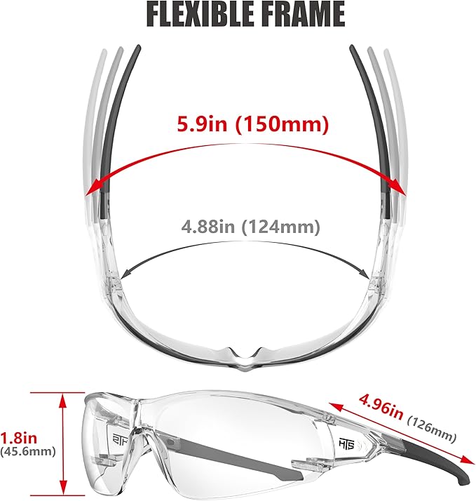 HTS HUNTERSKY ANSI Z87.1 Anti-Fog Clear Safety Glasses Pickleball Youth Baseball Lab Chemistry Goggles Scratch Resistant