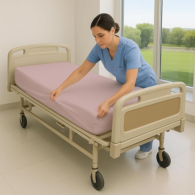 6 Pack Fitted Hospital Bed Sheets - Soft Microfiber Hospital Fitted Sheet - Hospital Bed Fitted Sheets (Blush, 36" x 84" x 12")