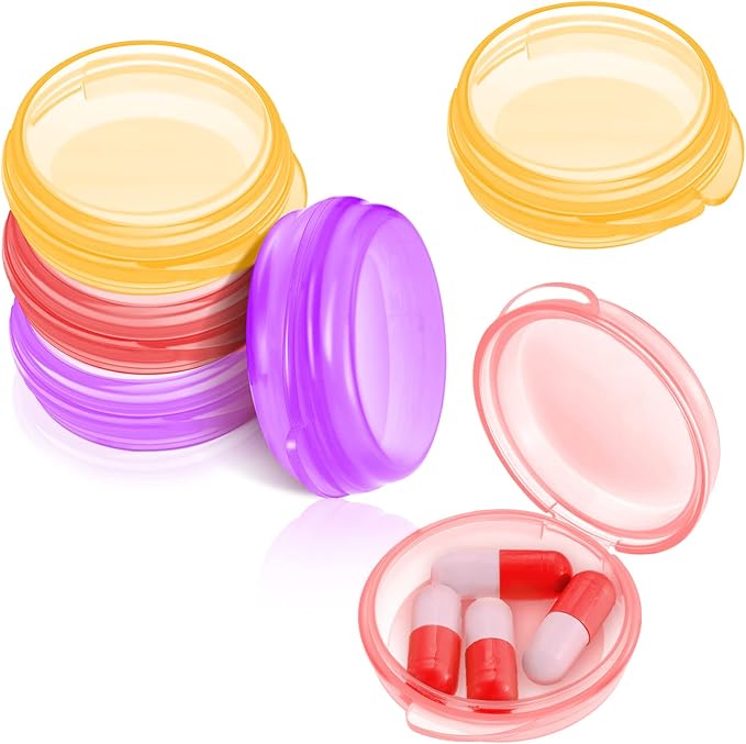 Patelai 6 Packs Small Pill Organizer Box, Travel Pill Container Portable Daily Mini Medicine Case Holder for Pocket Purse Briefcase Cod Liver Oil Jewelry Beads Earplug Storage Box(Transparent)