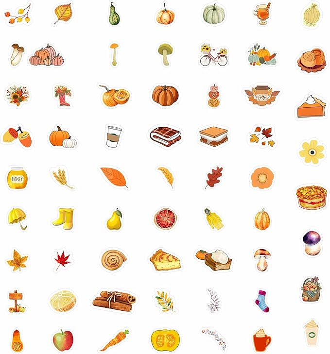 BulbaCraft Fall Stickers, Autumn-Themed Stickers with Pumpkins, Leaves, Animals & More – Perfect for Scrapbooks, Crafting, Laptops – Durable, Easy Peel-Off, Gifts for Women & Men