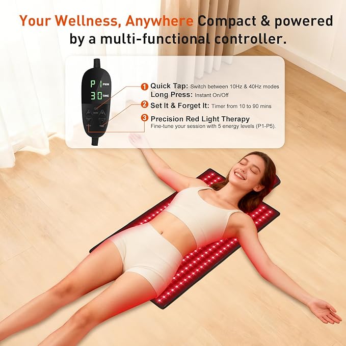 36'' x 16'' Red Light Therapy Mat for Body, 325 LEDs Near Infrared Light Therapy Wrap Belt Pad Blanket with 660nm & 850nm for Back, Belly, Waist, Chest, Knee Joint and Muscle