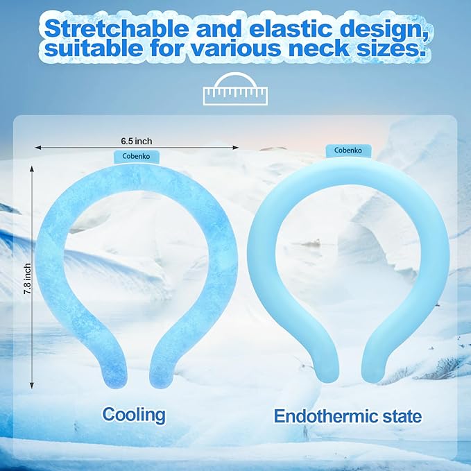 Cooling Neck Wrap with Insulated Bag, Reusable Ice Neck Ring & Body Cooler for Summer Heat, Wearable Cooling Tube Maintains 18°C/64°F for Outdoor, Sports, Travel (Blue)