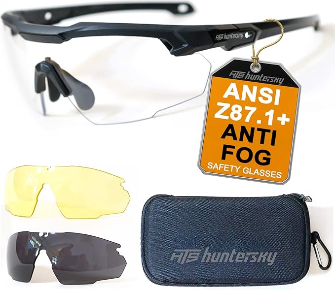 HTS HUNTERSKY Ballistic Tactical Shooting Glasses ANSI Z87+ UV400 Protective Eyewear