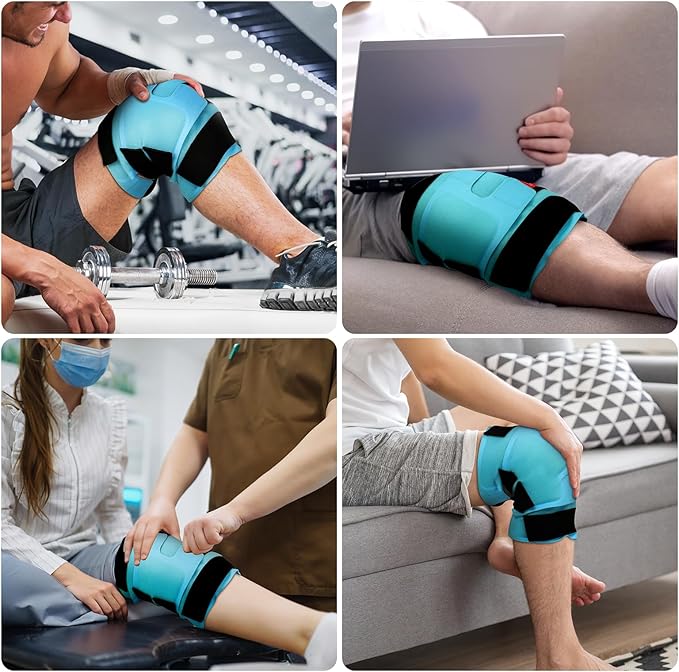 Comfytemp Large Knee Ice Pack Wrap Reusable Gel, Knee Cold Compress Brace for Injury, Pain Relief, Replacement Recovery, Arthritis, ACL, After Surgery, Running Essential, 23.6"x11.8"