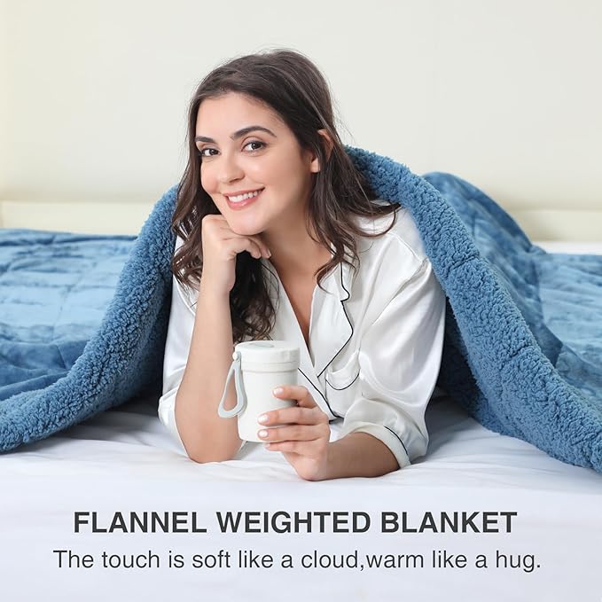 Aemicion Sherpa Weighted Blanket Queen Size 15lbs,Cozy Warm Heavy Blanket as Gifts for Women Men Adult,Soft Throw Blanket for Couch Sofa Bed,Slate Blue