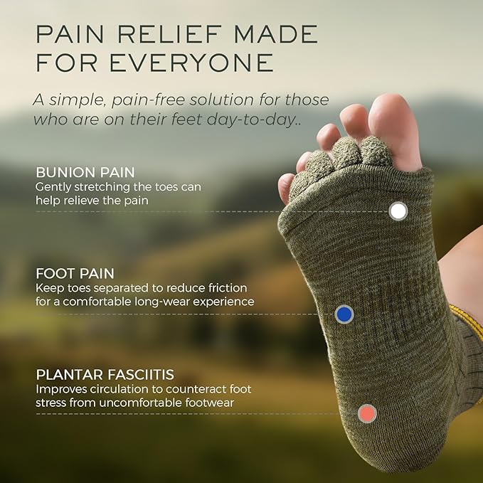 Toe Separator Socks,Foot Alignment Sock for Health Care, Pain Relief, Bunion Corrector, Breathable Toe Socks