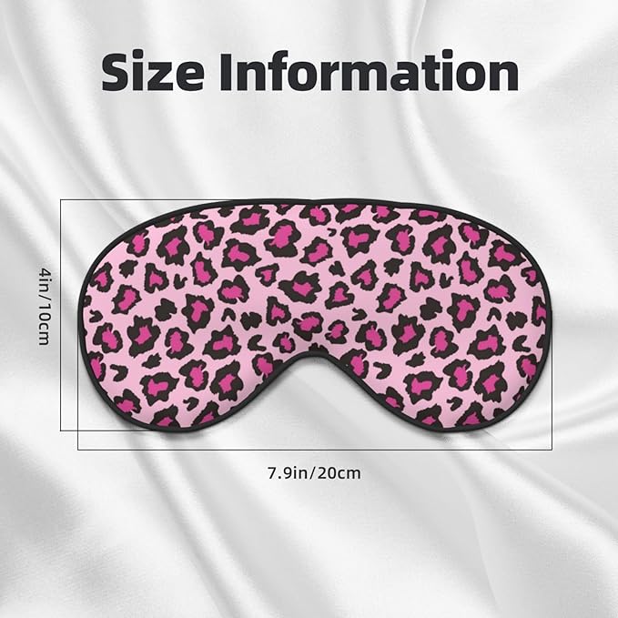 Light Pink Leopard Sleep Mask Eye Mask with Adjustable Strap Eye Sleep Shade Cover Blocks Light for Women Men Airplane Travel Nap