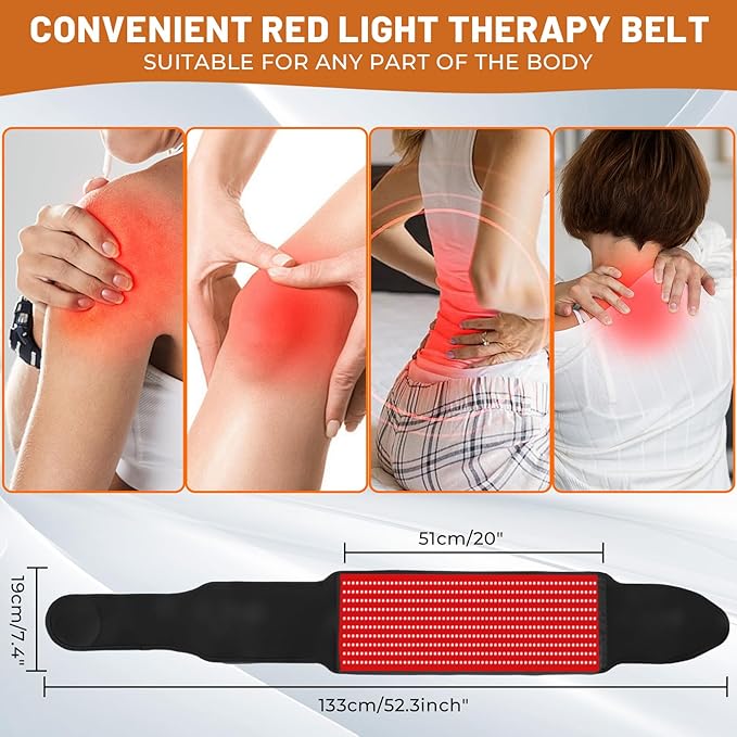 Red Light Therapy for Body, Infrared Light Therapy for Shoulder Waist Muscle, Upgraded 3 in 1 Led Beads, 660nm Red Light & 850nm Near Infrared Light Therapy Belt