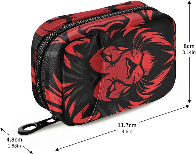Red Lion Head Travel Pill Organizer Weekly Small (Cute) Pill Box 7 Day Pill Case Vitamin Holder Pill Bottle Organizer